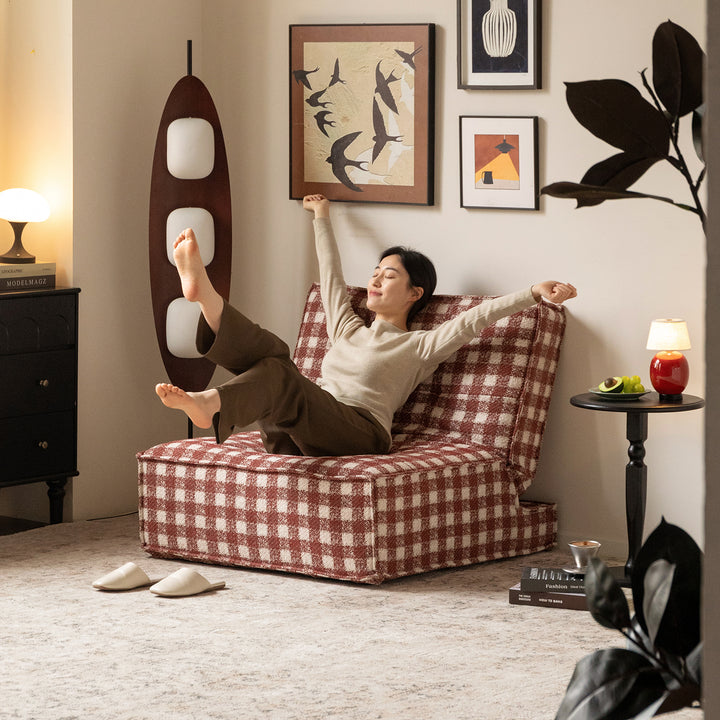 Bauhaus chenille velvet fabric 1 seater sofa bed drift with context.