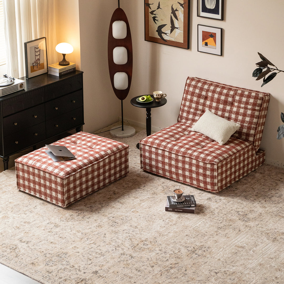 Bauhaus chenille velvet fabric 1 seater sofa bed drift in close up details.