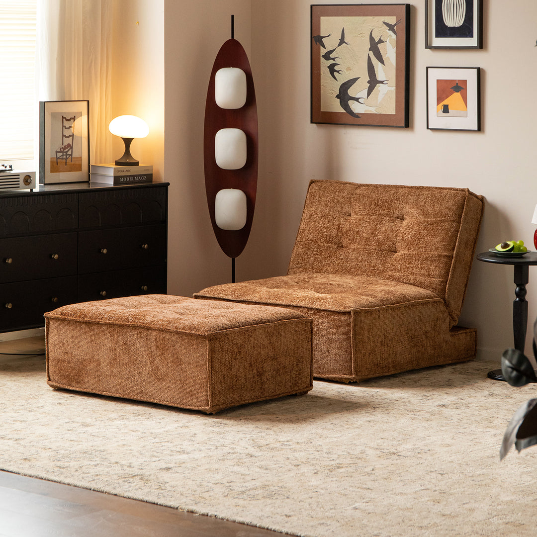 Bauhaus chenille velvet fabric 1 seater sofa bed drift conceptual design.