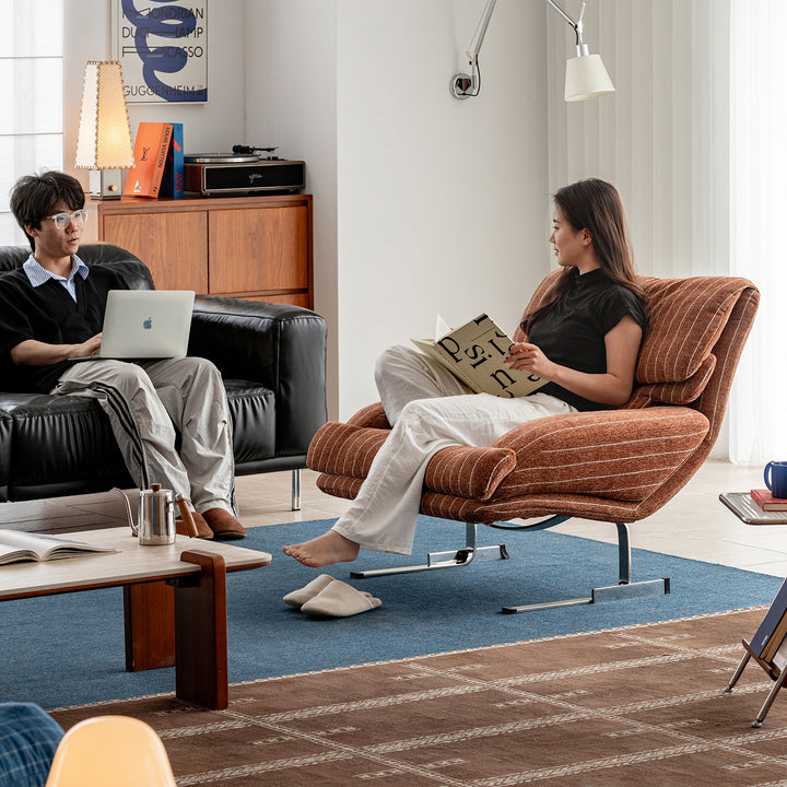 Bauhaus chenille velvet fabric 1 seater sofa searle in real life style.