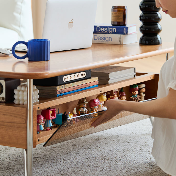 Bauhaus cherry wood coffee table locke material variants.