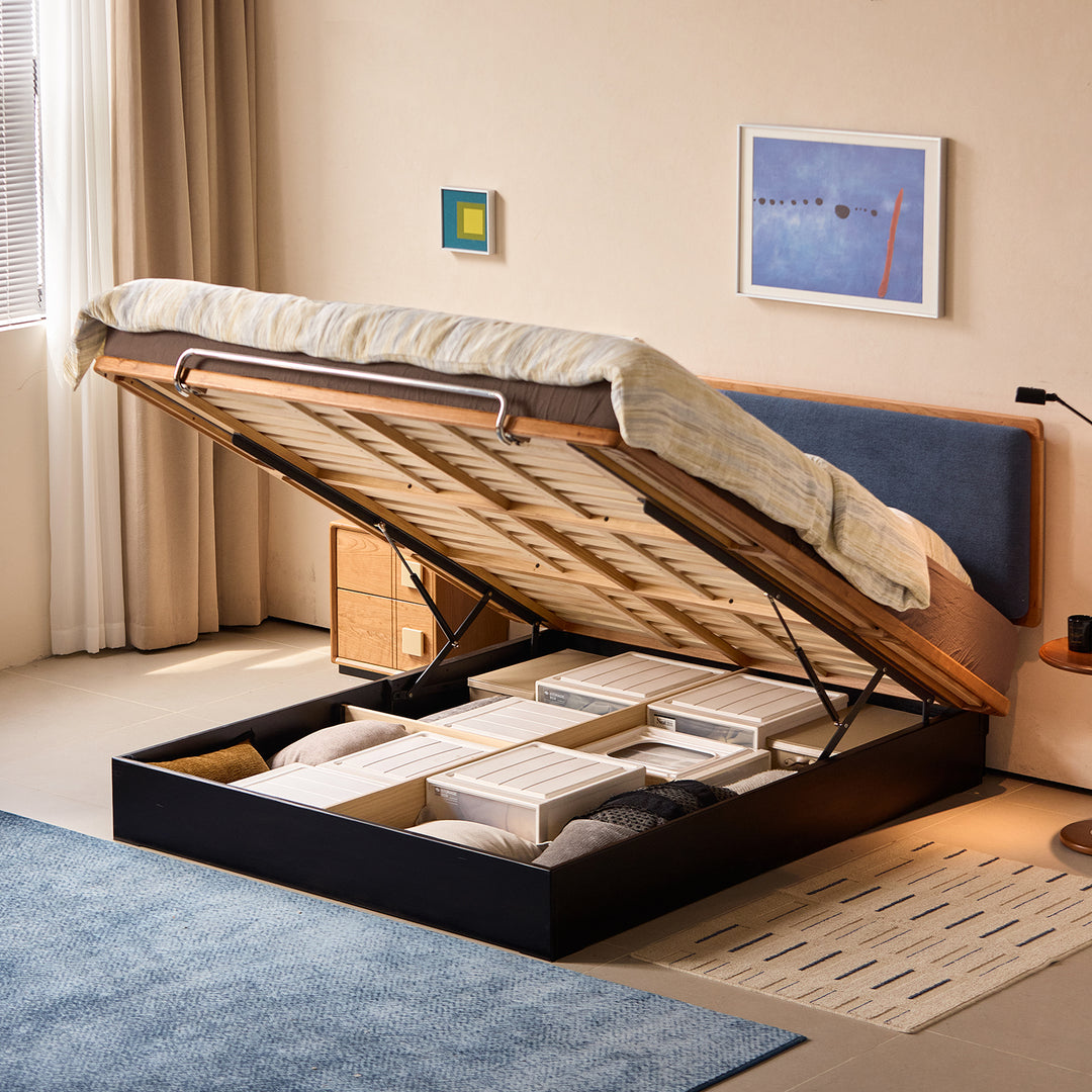 Bauhaus cherry wood storage bed film primary product view.