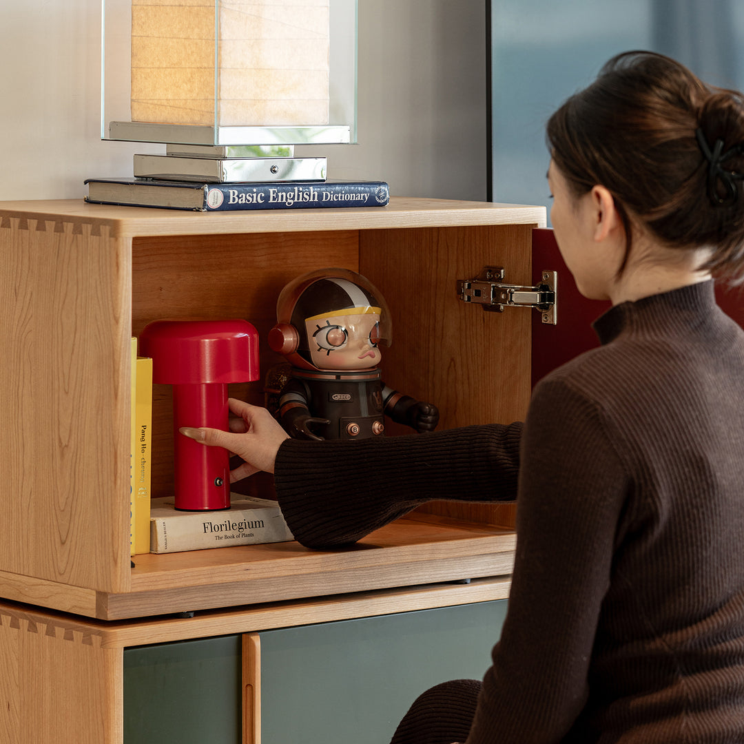 Bauhaus cherry wood tv console time situational feels.