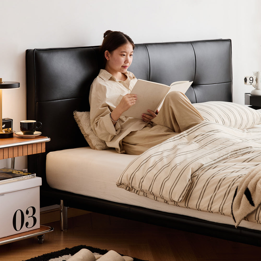 Bauhaus genuine leather bed skillful size charts.