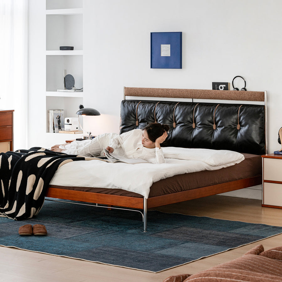 Bauhaus genuine leather bed supple black size charts.