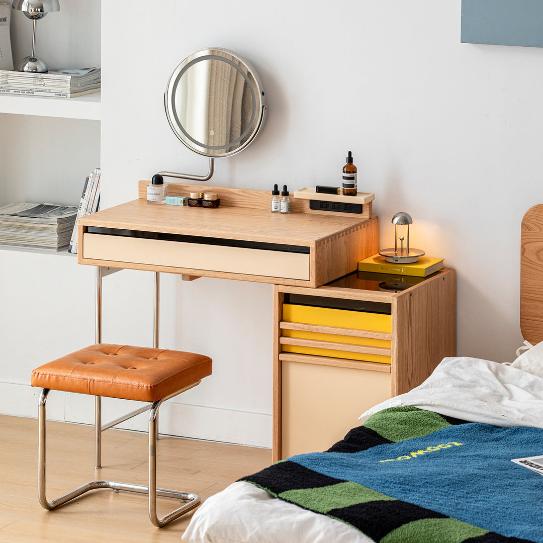 Bauhaus oak wood dressing table tempo in still life.