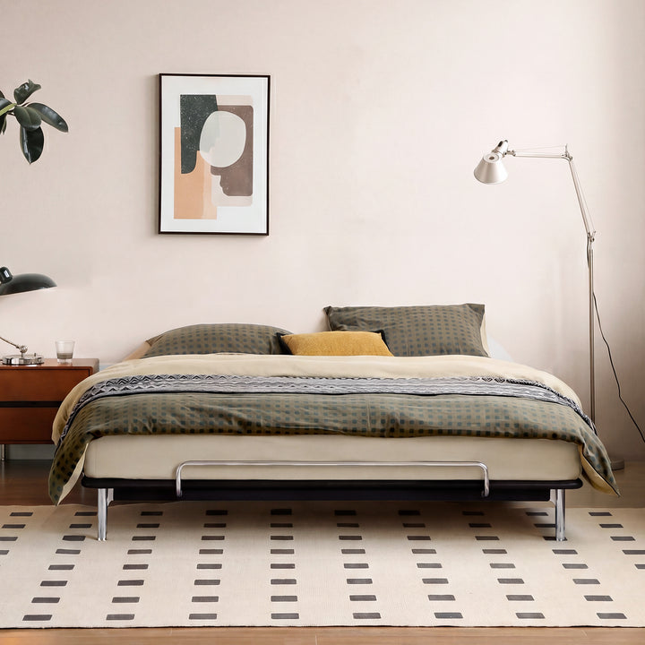 Bauhaus rubber wood platform bed americano material variants.