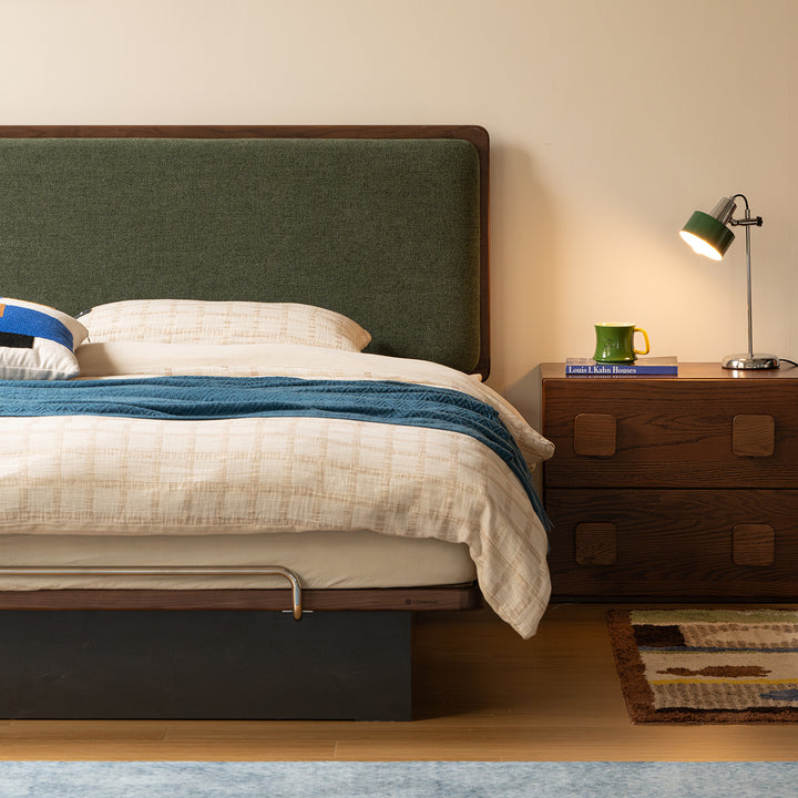 Bauhaus walnut wood storage bed film material variants.