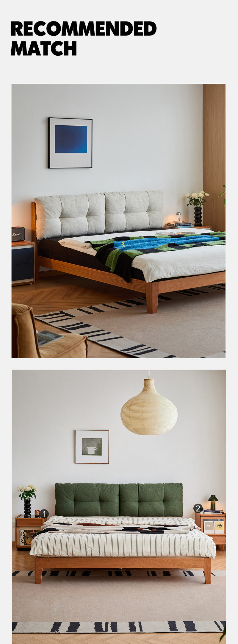 Scandinavian Cherry Wood Cotton Fabric Bed SERENE Good to Know - 7