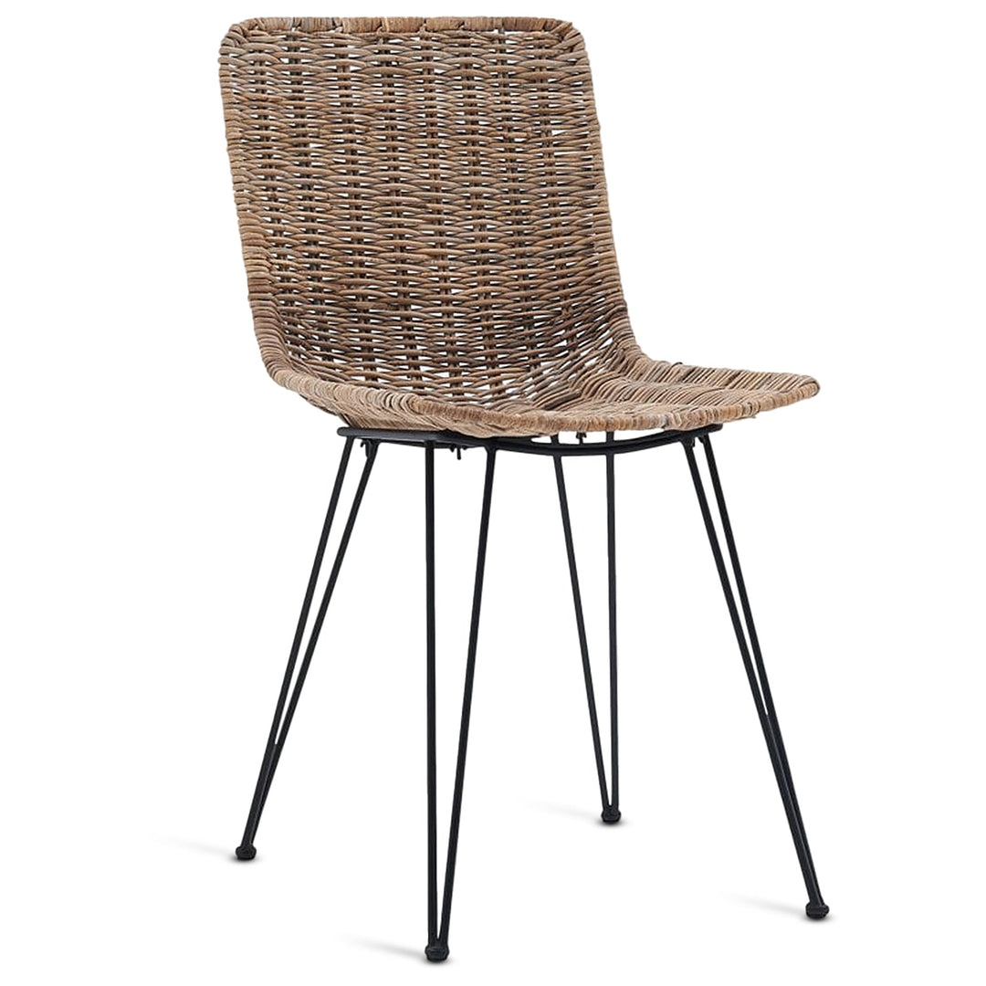 Bohemian rattan dining chair oberyn in white background.