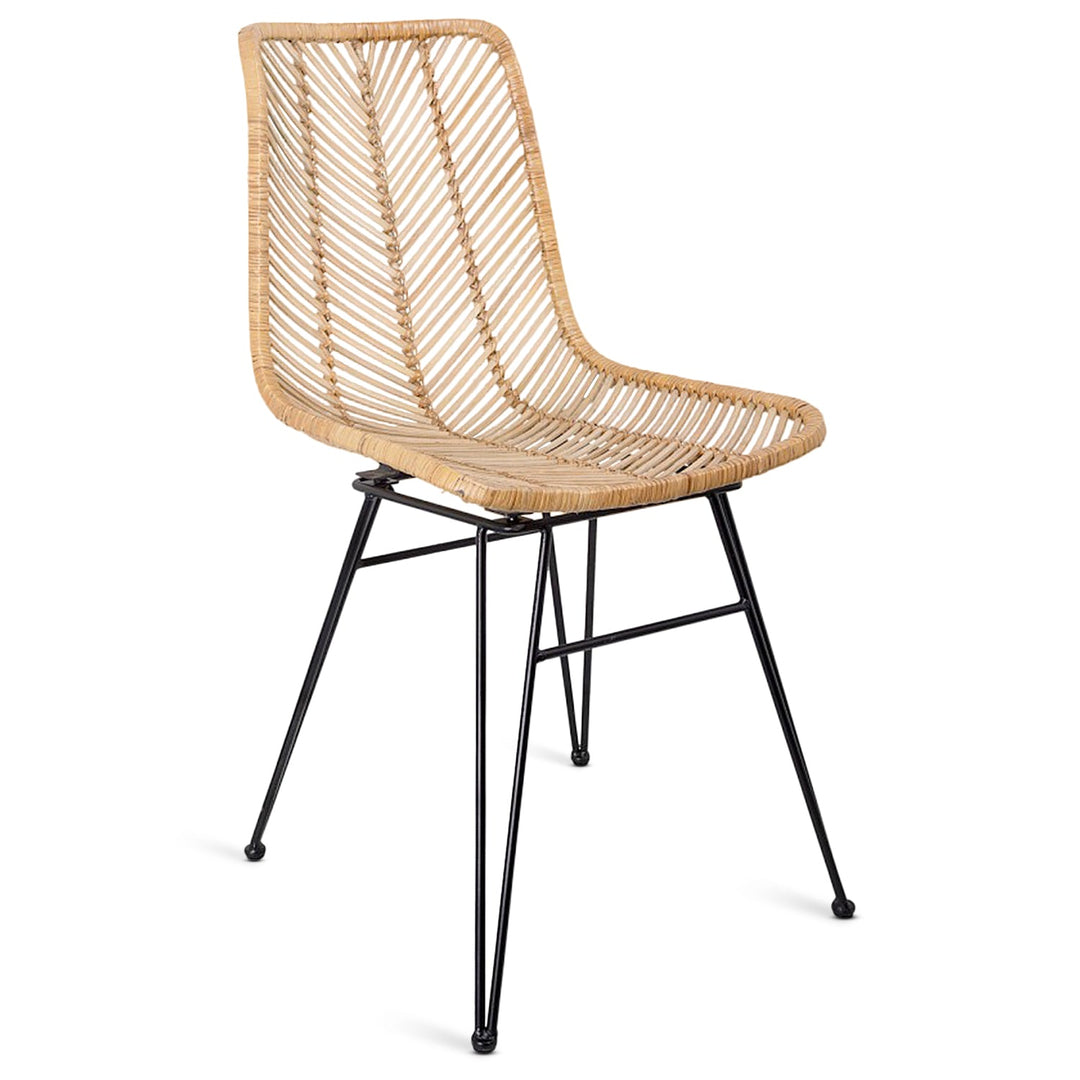 Bohemian rattan dining chair vena in white background.
