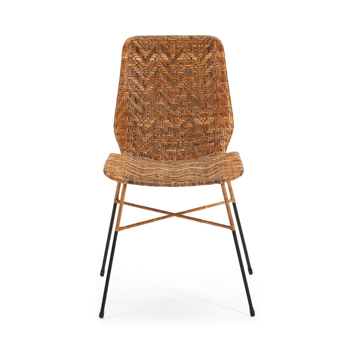 Bohemian rattan dining chair wicker in real life style.