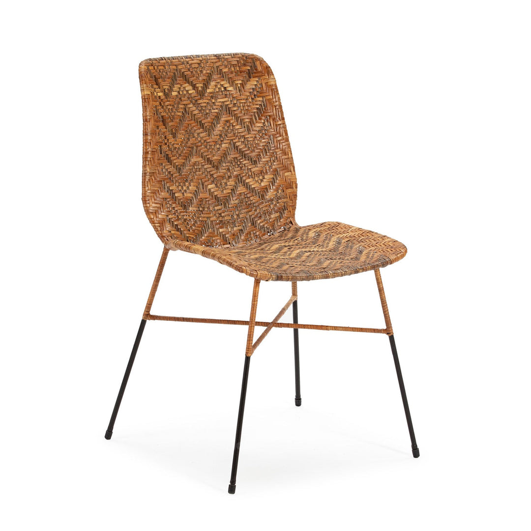 Bohemian rattan dining chair wicker with context.