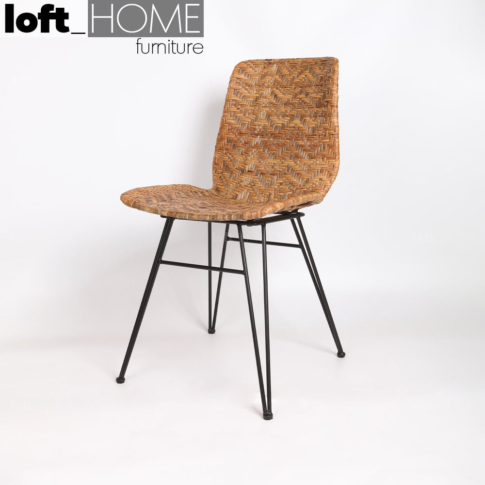 Bohemian rattan dining chair wicker primary product view.
