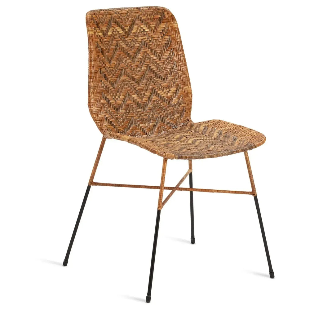 Bohemian rattan dining chair wicker in white background.