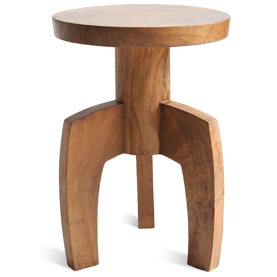 Bohemian wood side table luna in white background.