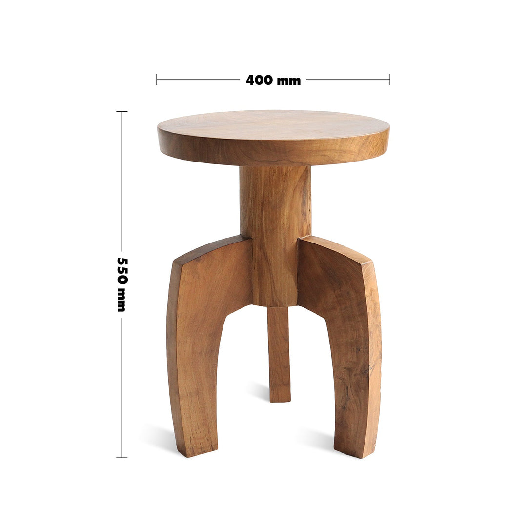Bohemian wood side table luna size charts.