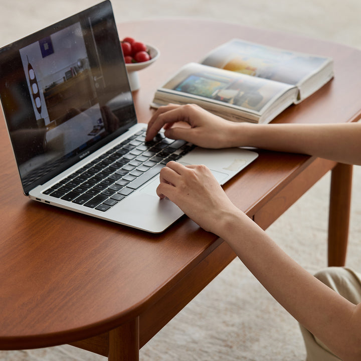 Vintage boxwood coffee table vista in real life style.