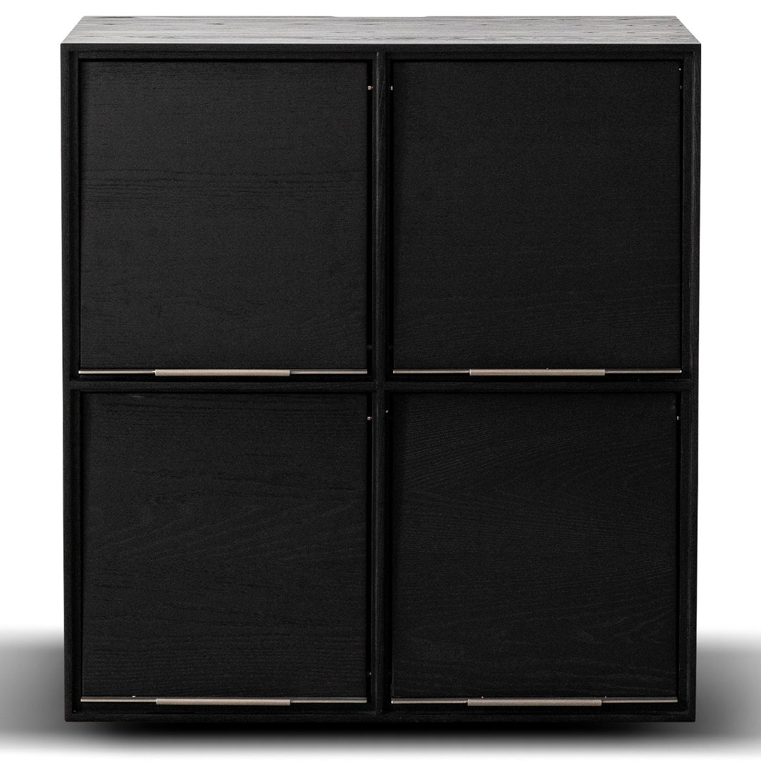 Minimalist ash wood veneer modular box cabinet grid in details.