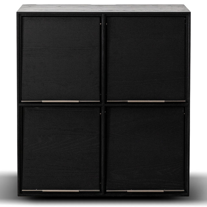 Minimalist ash wood veneer modular box cabinet grid in details.