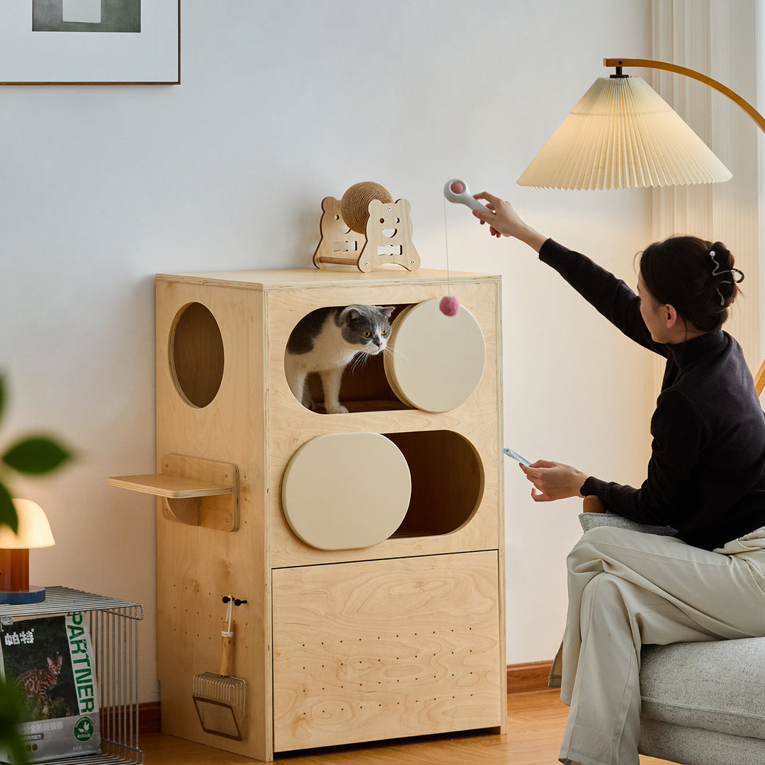 Minimalist plywood cat tower cabinet gulu primary product view.