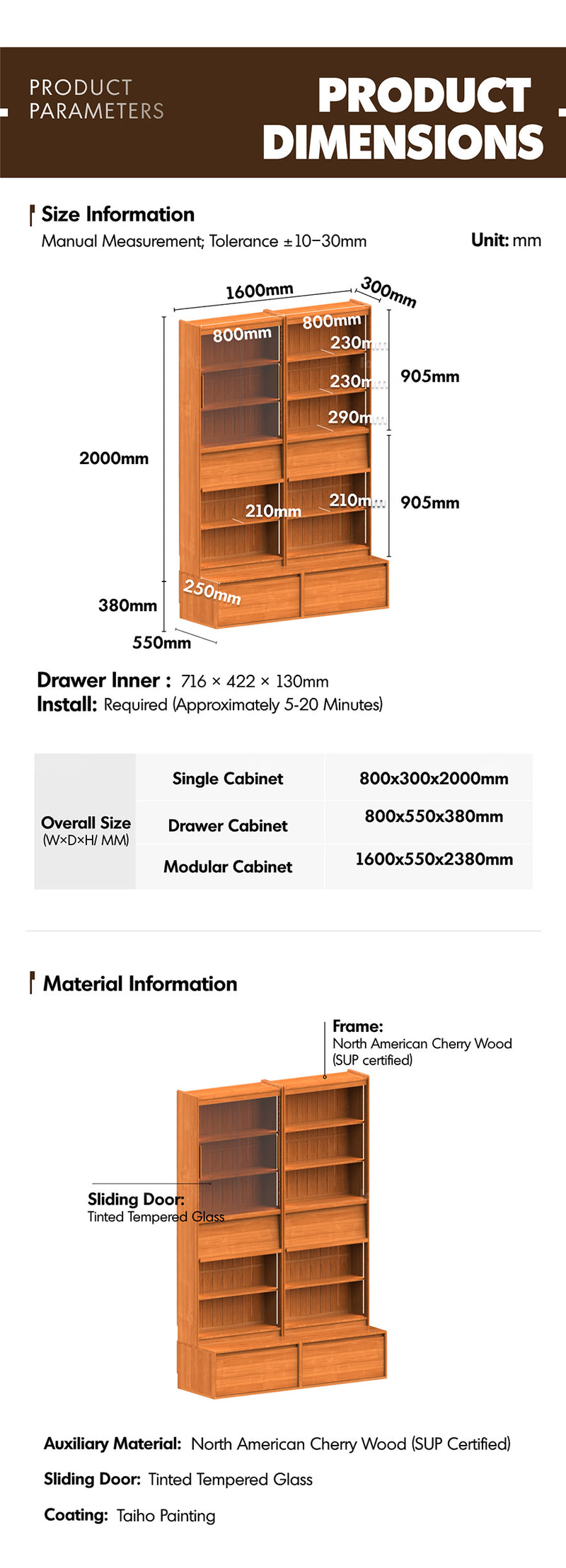 Scandinavian Cherry Wood Bookshelf VISTA Good to Know - 14