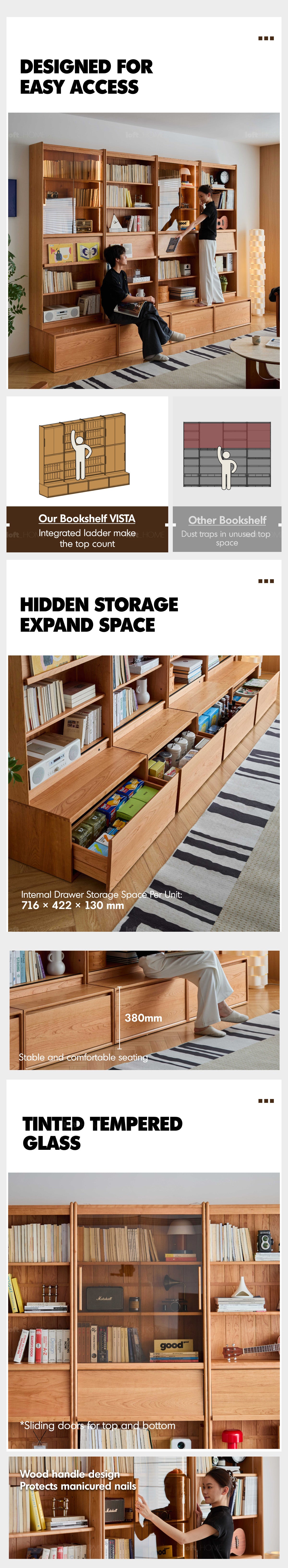Scandinavian Cherry Wood Bookshelf VISTA Good to Know - 9