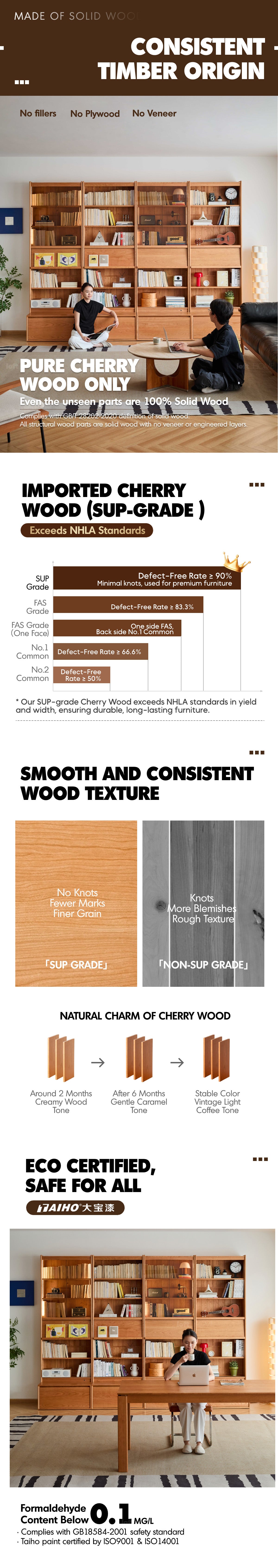 Scandinavian Cherry Wood Bookshelf VISTA Good to Know - 6