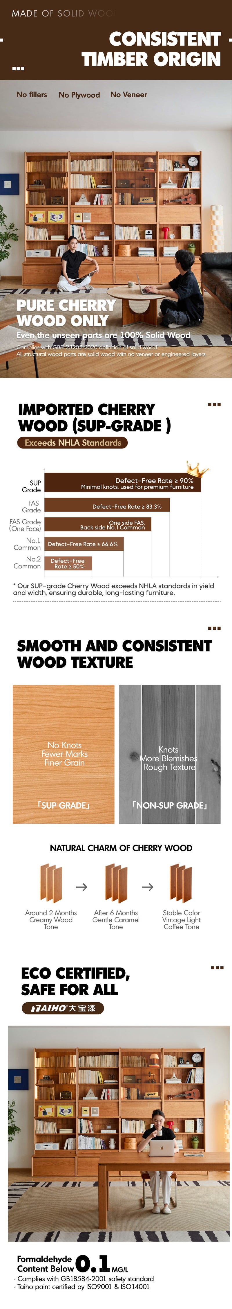 Scandinavian Cherry Wood Bookshelf VISTA Good to Know - 6