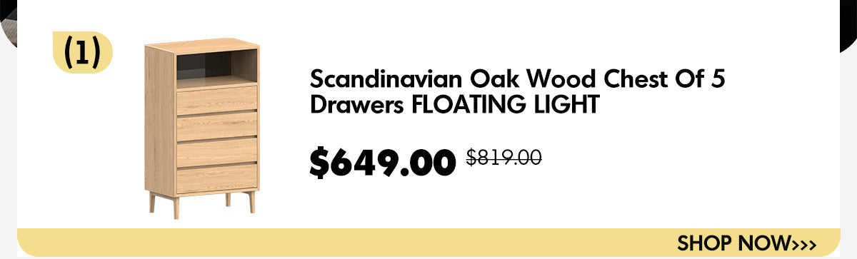 Scandinavian Oak Wood Chest Of 8 Drawers FLOATING LIGHT Good to Know - 8