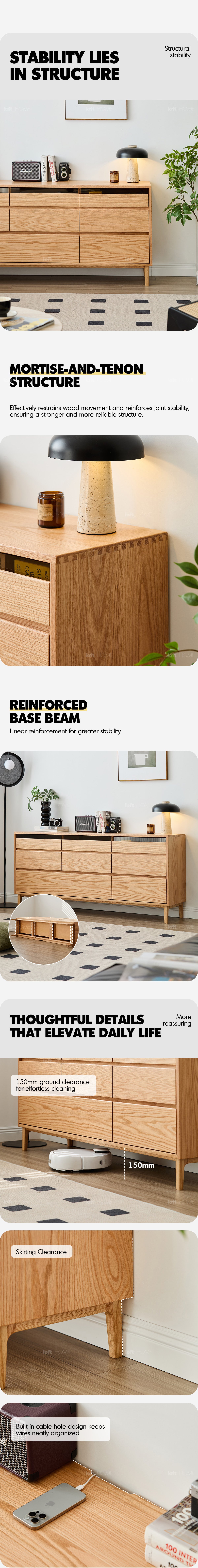 Scandinavian Oak Wood Chest Of 8 Drawers FLOATING LIGHT Good to Know - 6