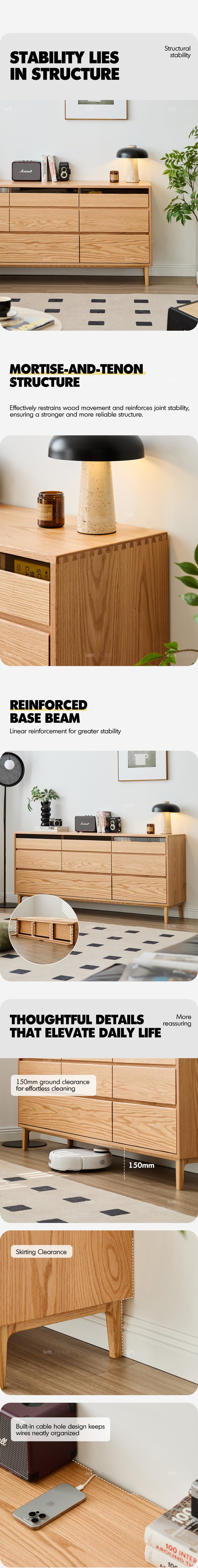 Scandinavian Oak Wood Chest Of 8 Drawers FLOATING LIGHT Good to Know - 6