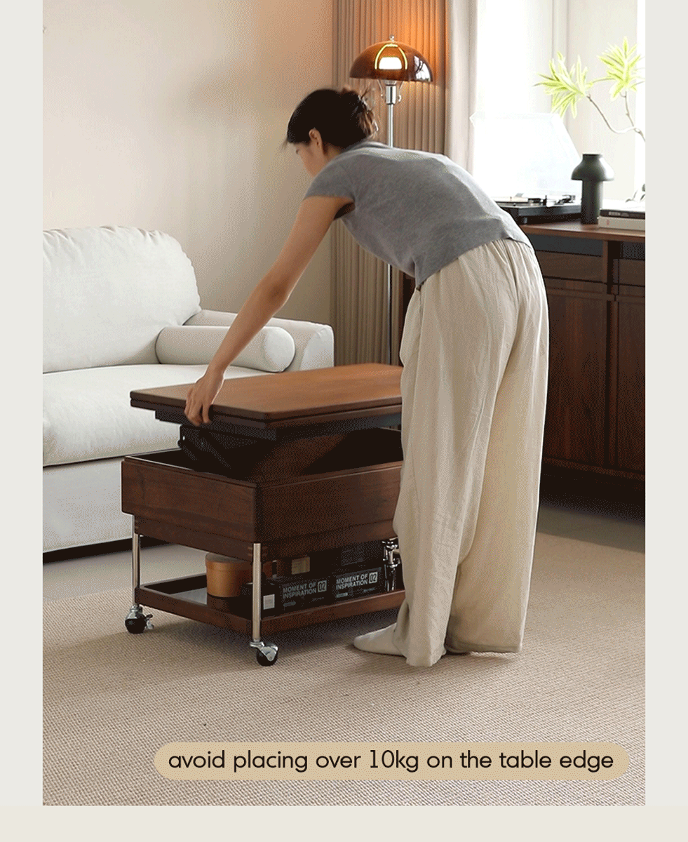 Japandi Walnut Wood Lift-Up Coffee Table SEREN Good to Know - 2