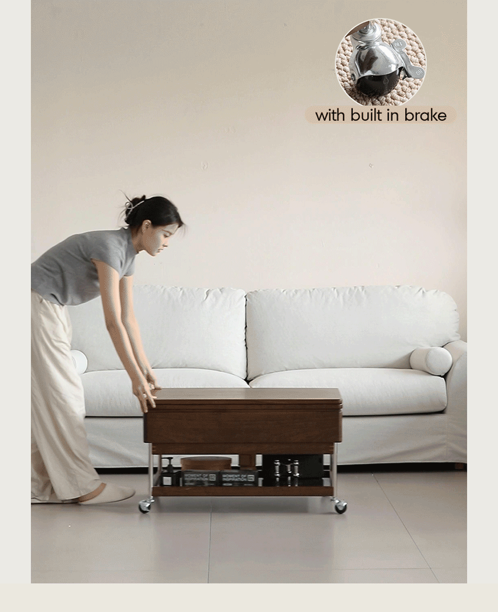 Japandi Walnut Wood Lift-Up Coffee Table SEREN Good to Know - 5