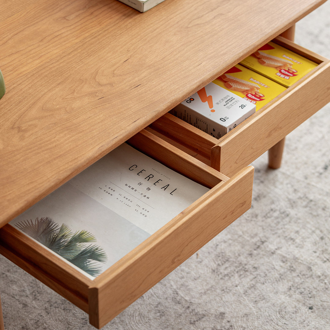 Scandinavian cherry wood coffee table vista color swatches.