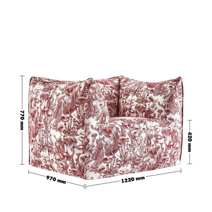 Contemporary fabric 1 seater sofa bambole size charts.