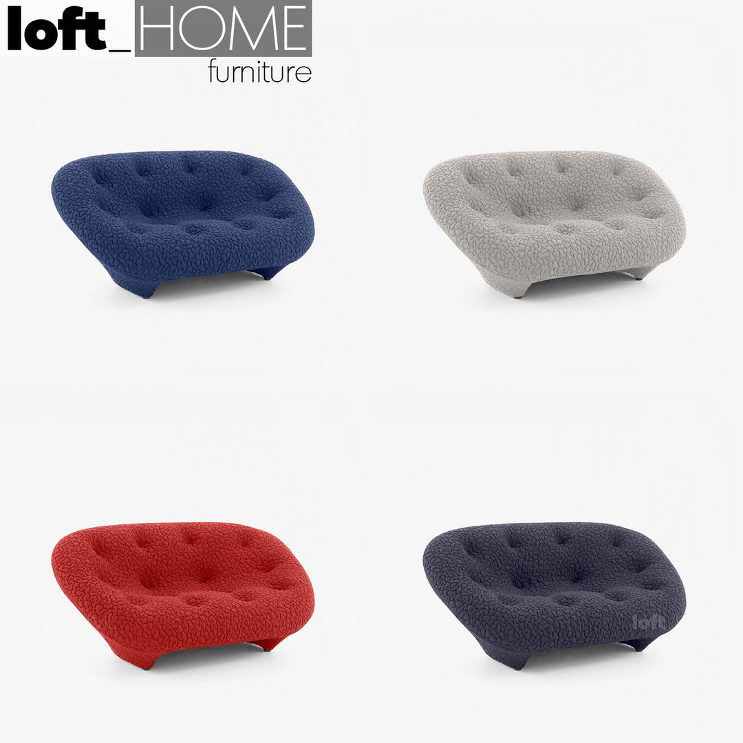 Contemporary fabric 1 seater sofa conch moby in real life style.
