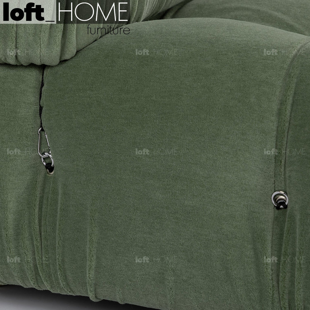 Contemporary fabric 1 seater sofa corner connection camaleonda in details.