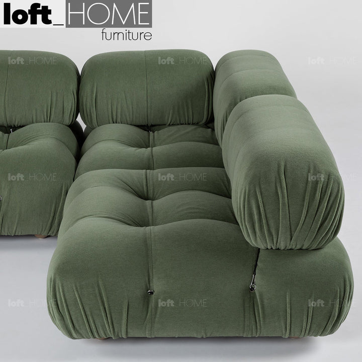 Contemporary fabric 1 seater sofa corner connection camaleonda in still life.