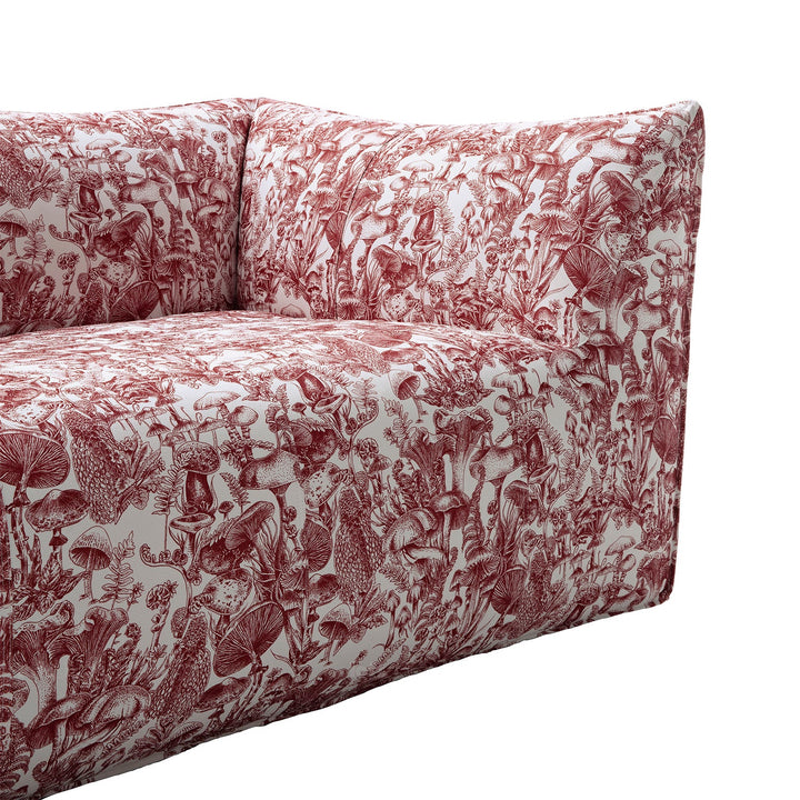 Contemporary fabric 2 seater sofa bambole in close up details.