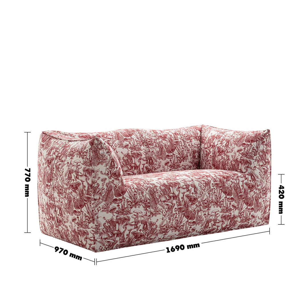 Contemporary fabric 2 seater sofa bambole size charts.