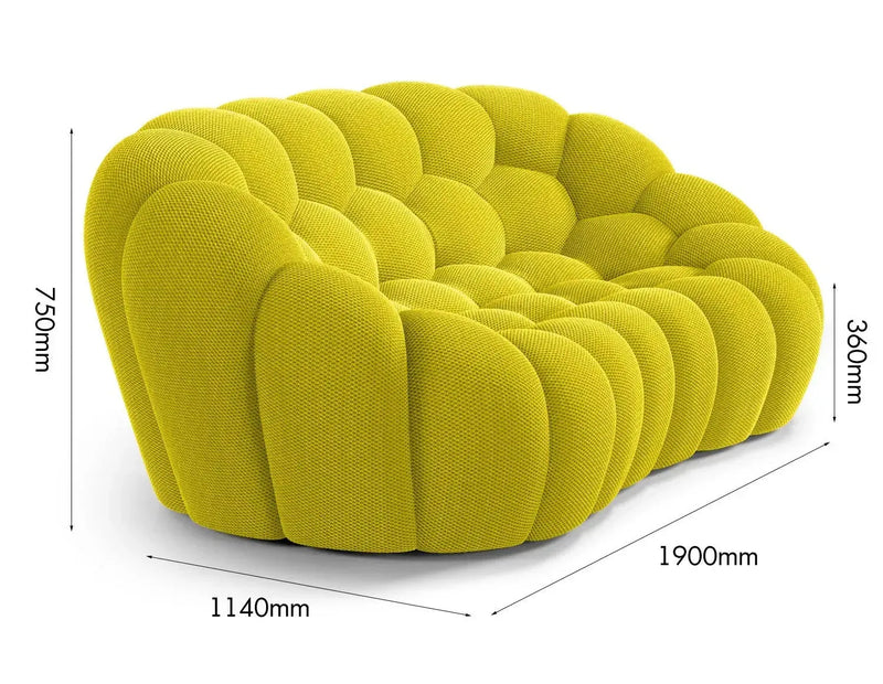 Bauhaus fabric 2 seater sofa bubble size charts.