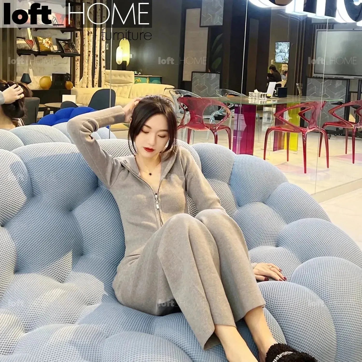 Contemporary fabric 2 seater sofa bubble conceptual design.