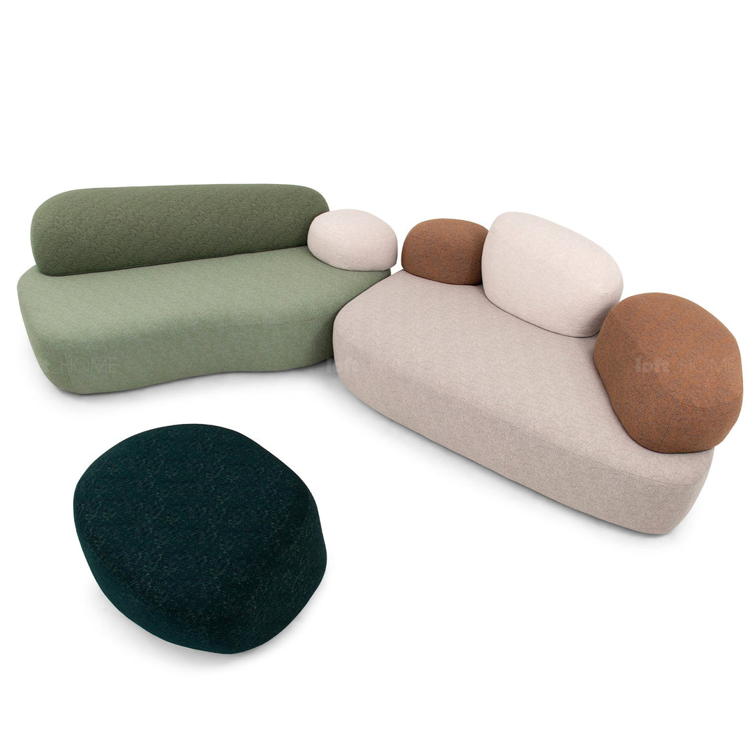Contemporary fabric 2 seater sofa pebble chaise conceptual design.
