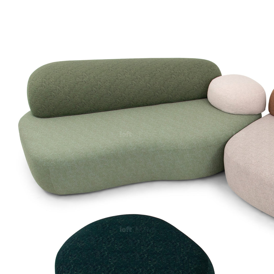 Contemporary fabric 2 seater sofa pebble chaise situational feels.