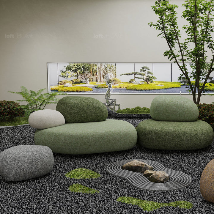 Contemporary fabric 2 seater sofa pebble environmental situation.