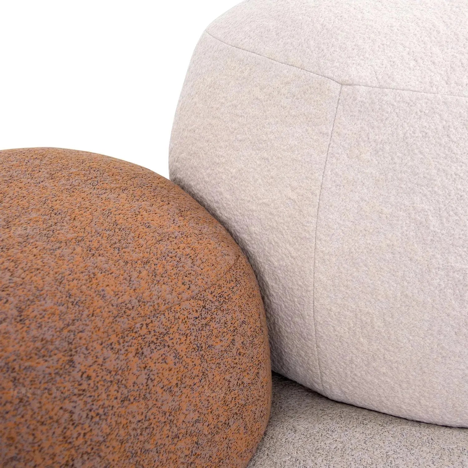 Contemporary fabric 2 seater sofa pebble detail 4.