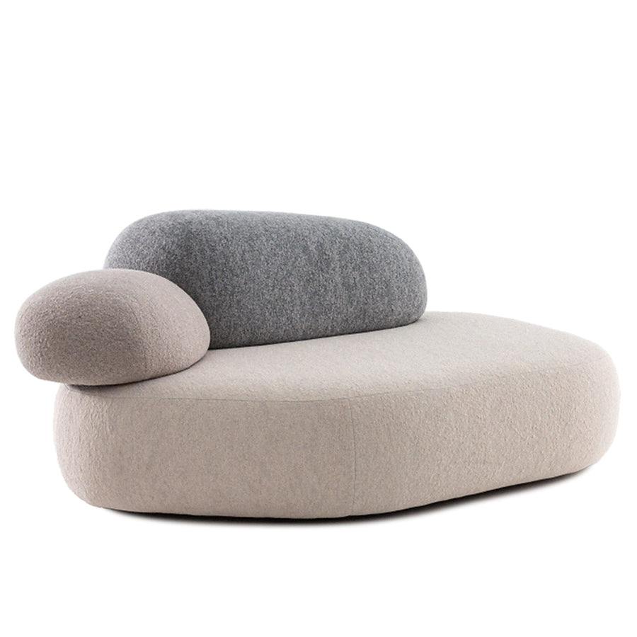 Contemporary fabric 2 seater sofa pebble in white background.