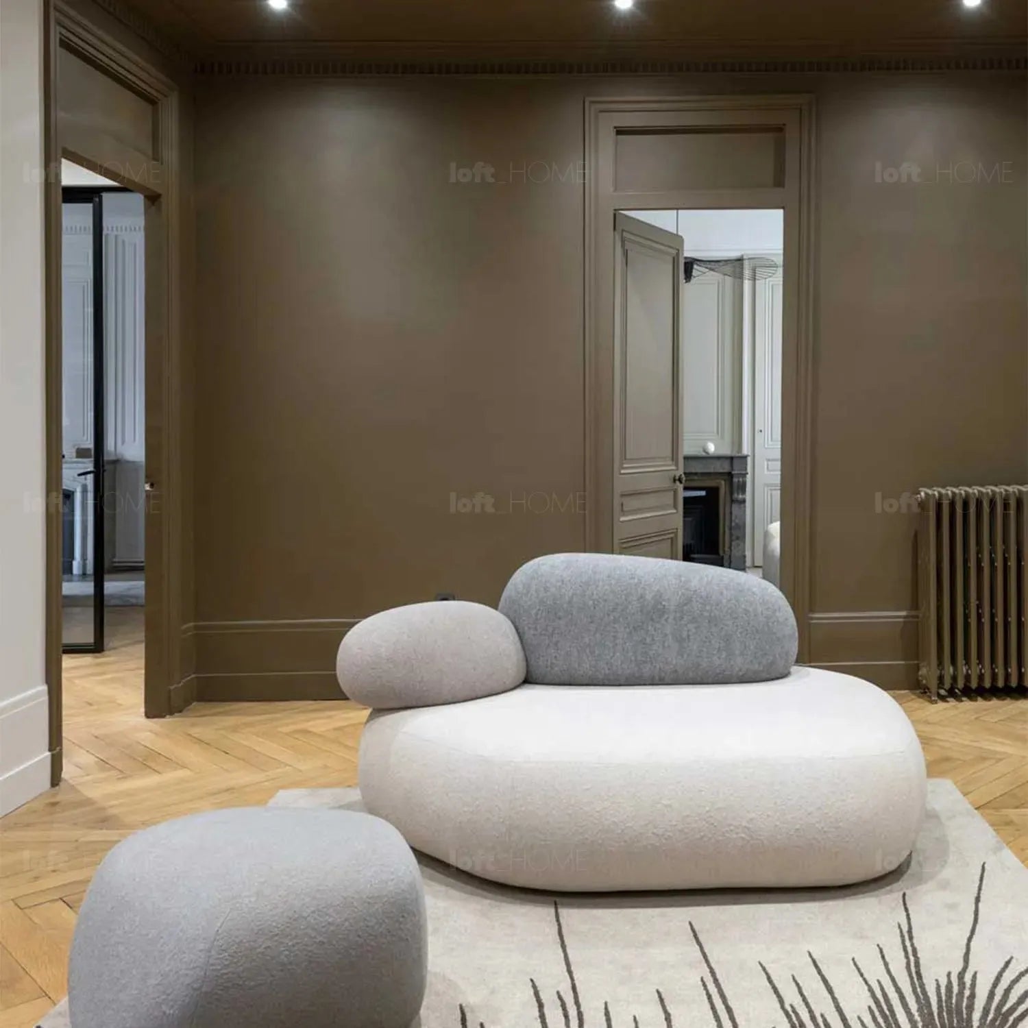 Contemporary fabric 2 seater sofa pebble situational feels.