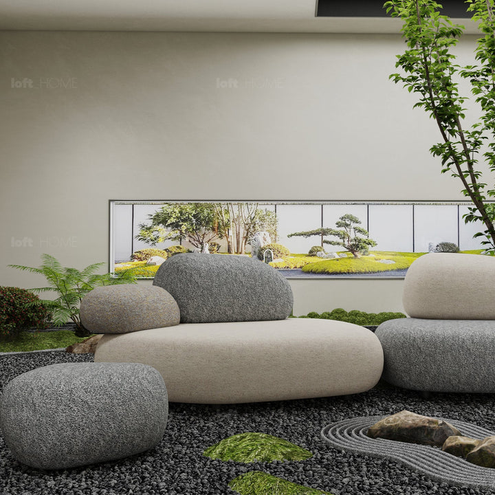 Contemporary fabric 2 seater sofa pebble conceptual design.